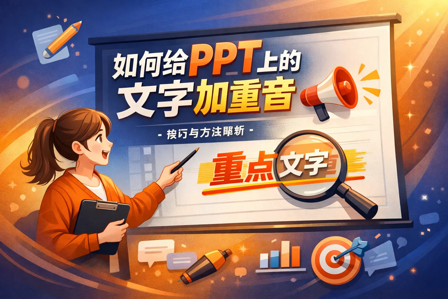 如何给ppT上的文字加重音