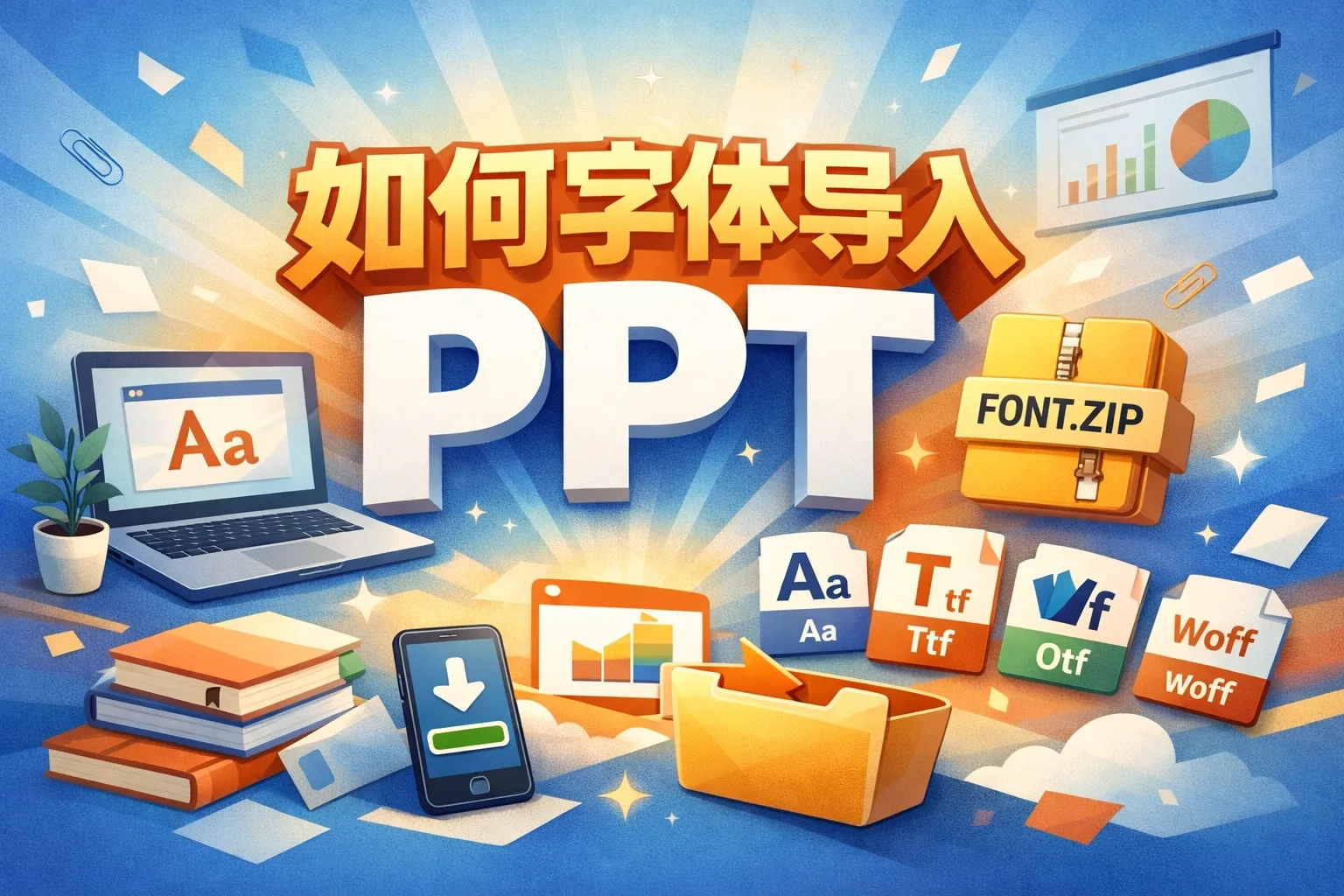 如何字体导入ppt