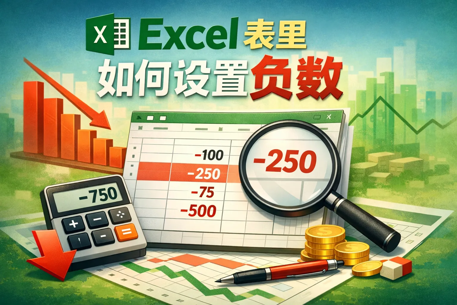 在excel表里如何设置负数
