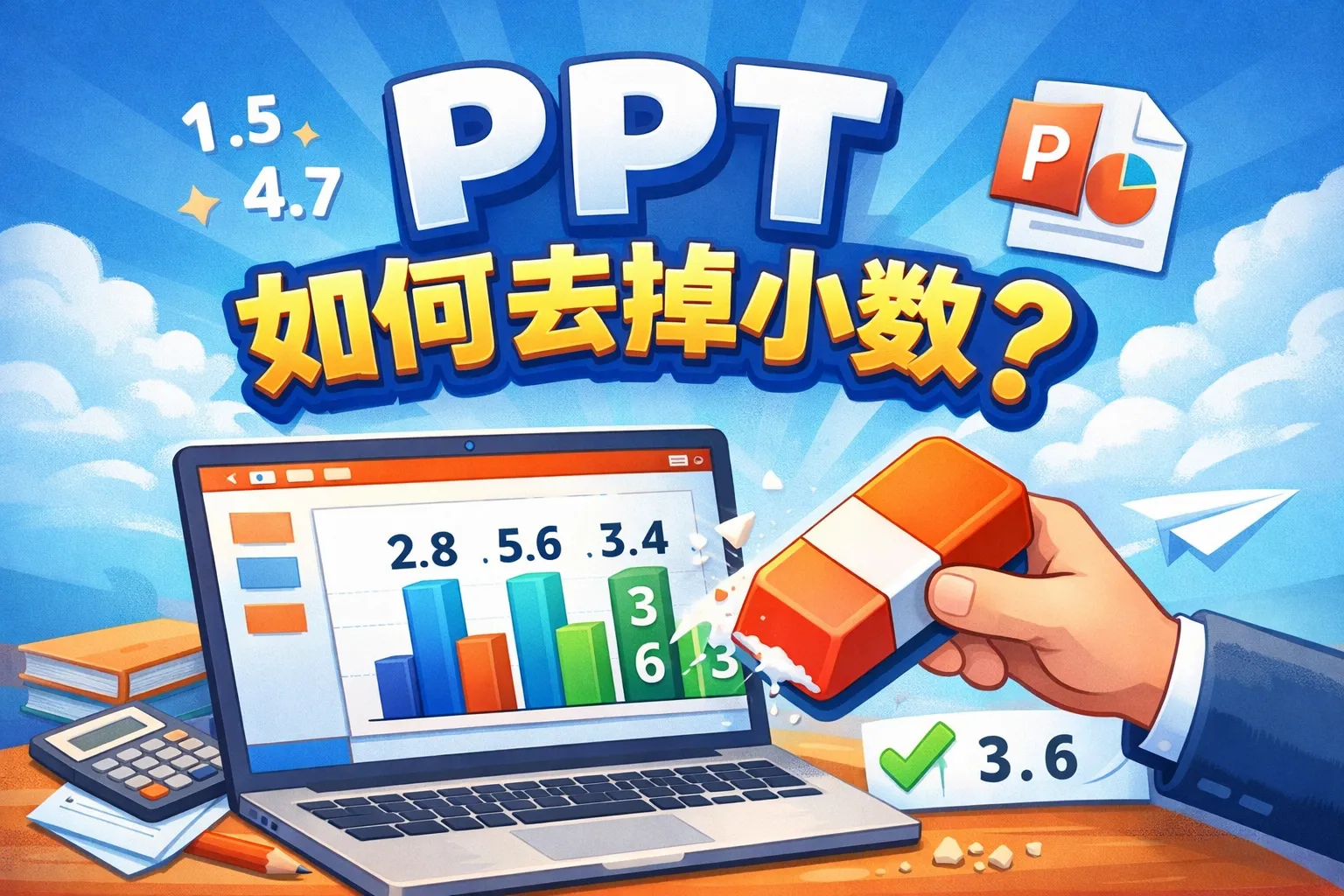 ppt如何去掉小数