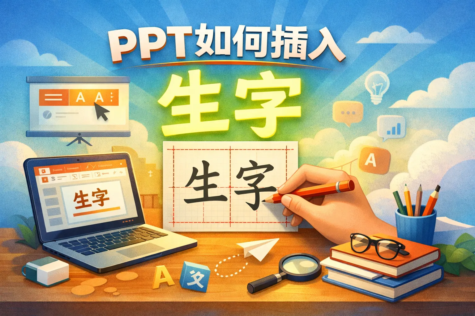ppt如何插入生字
