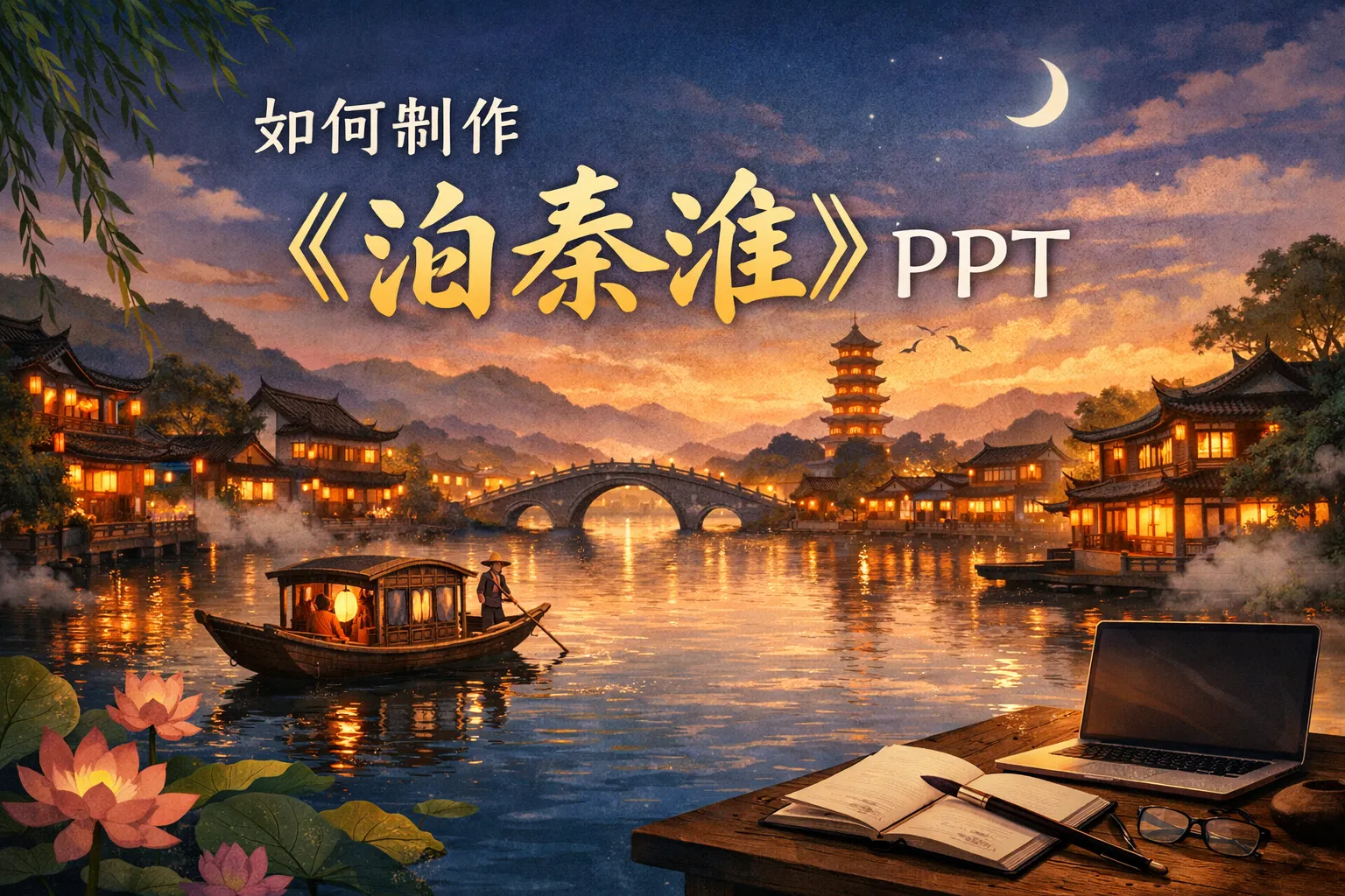 如何制作泊秦淮ppt