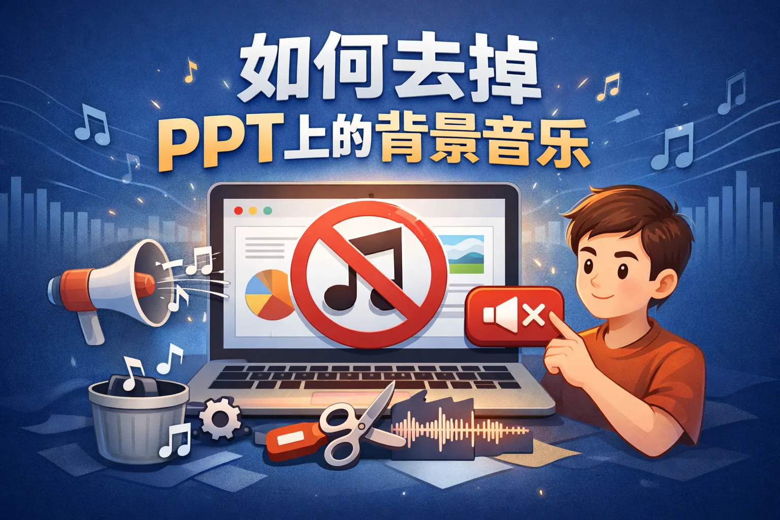 如何去掉ppt上的背景音乐