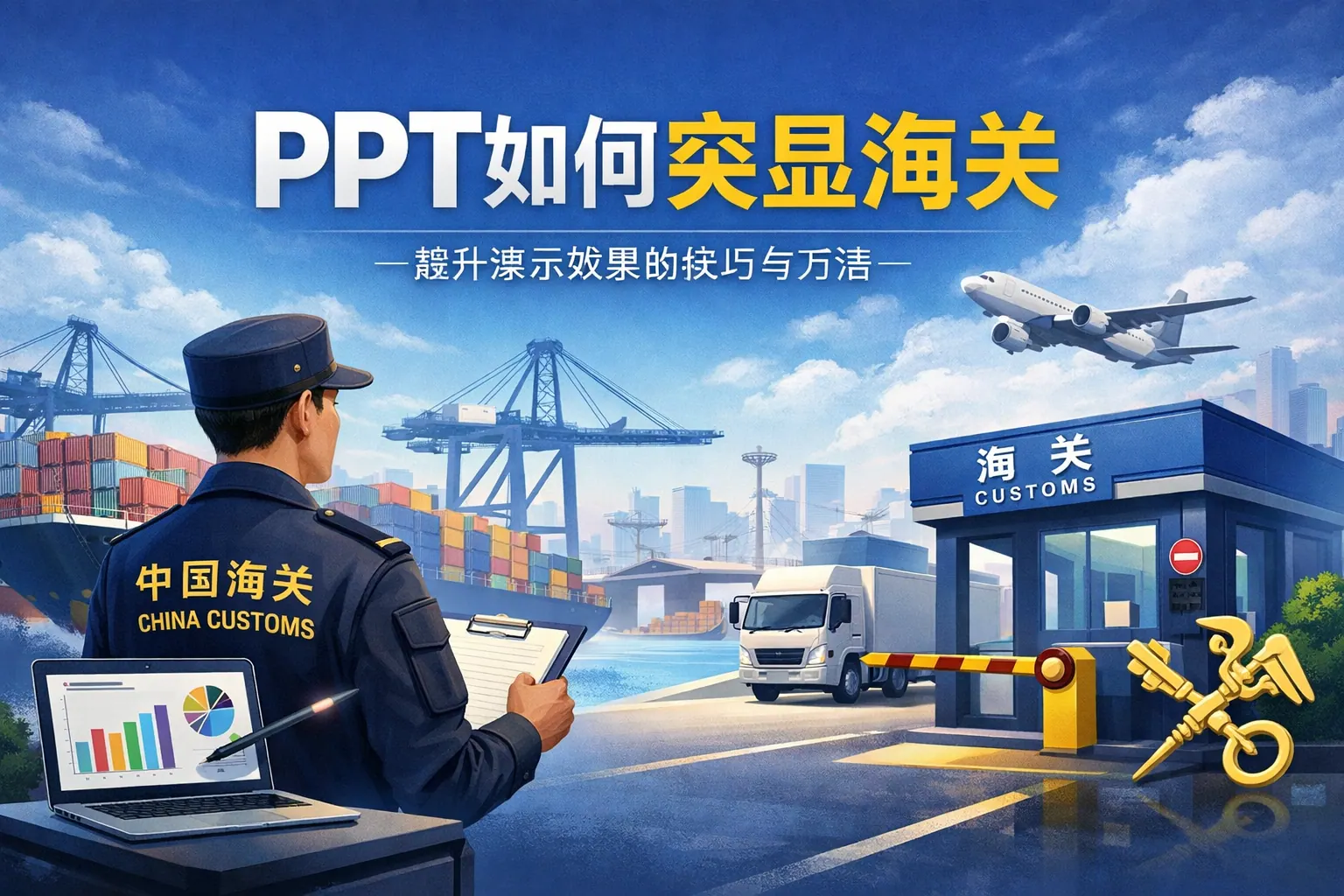 ppt如何突显海关