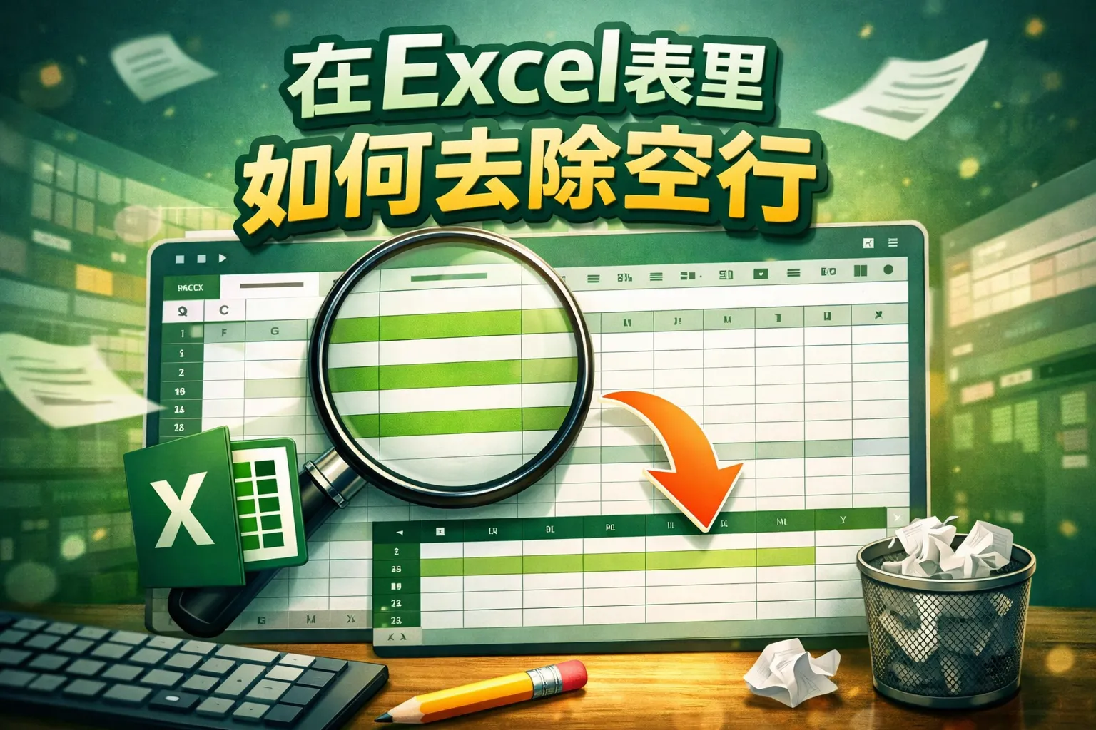在excel表里如何去除空行