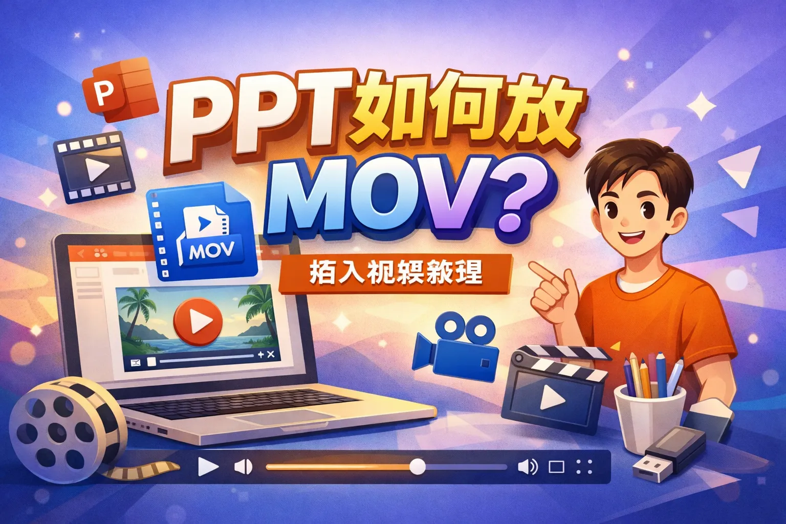 ppt如何放mov